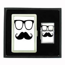 Cool Mustache D7 Cigarette Case / Wallet &amp; Lighter Gift Set - £17.42 GBP