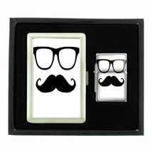 COOL MUSTACHE D7 CIGARETTE CASE / WALLET &amp; LIGHTER GIFT SET - $21.73