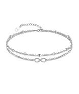 Infinity 925 Sterling Silver Waterproof Double Layer Anklet 11 inch - $33.76 CAD