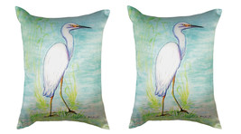 Pair of Betsy Drake Snowy Egret No Cord Pillows - £63.15 GBP