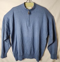 Orvis Men L Cotton Silk Cashmere Blue Pullover Long Sleeve winter Sweater - $45.44