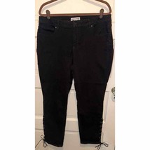 Artisan NY Womens Jeans Cropped Black Lace Up Calves Size 14 (measured 3... - $11.86
