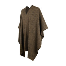 Llama Wool Serape Poncho Mens Womans Unisex Pullover Sweater Jacket Coffee B EAN S - £66.17 GBP