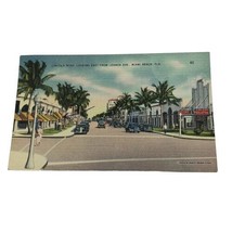 Miami Beach Florida Postcard Lincoln Road Looking East From Lennox Ave Linen - £3.63 GBP