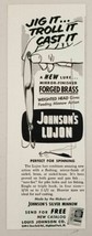 1955 Print Ad Johnson&#39;s Lujon Forged Brass Fishing Lures Highland Park,IL - £7.15 GBP