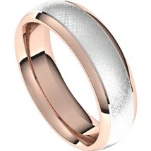 14K Rose and White Gold 6 mm Florentine Finish Comfort-Fit Wedding Band - £902.91 GBP+