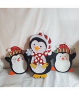 3 X Christmas Decorations Cute Penguin Wall Hangings - £15.21 GBP