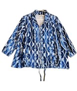 Chicos Zenergy Sz 3 XL 16-18 Blue Ikat Abstract Lightweight Zipper Front... - $34.26 CAD
