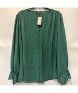 Alfani Womens Plus 3X Cedar Balsam Green Button Up Long Sleeve Blouse NW... - $693.66 MXN