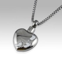 Foot Print Stainless Steel Funeral Cremation Urn Pendant w/Chain for Ashes - £79.92 GBP