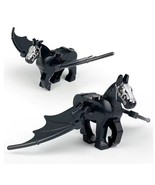 Black Flying Horse Winged War Animal Set Of 2 Minifigure Gift - $283.79 MXN