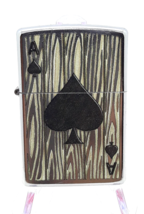 Ace Of Spades Wood Grain Print Lighter Street Chrome - £23.76 GBP