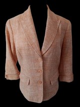 Lafayette 148 New York Women&#39;s Blazer 8 Cotton Blend 3 Buttons Orange Lined - £25.68 GBP