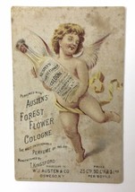Victorian Trade Card Austen&#39;s Forest Flower Cologne Quackery Cherub Angel - £7.84 GBP