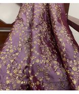 Purple Mauve &amp; Gold Embroidered Fabric, Dress Fabric, Wedding Fabric- NF473 - £9.86 GBP+