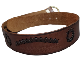 Mossimo Supply Co Genuine Leather Belt 2-Tone Brown Tooled Braided Women... - £3.98 GBP