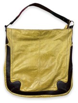 Kate Landry Golden Yellow Black Leather Hobo Shoulder Bag Purse Carry All - £18.68 GBP