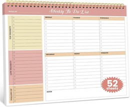 Weekly To Do List Notepad with 52 Undated Sheets（8.5&quot;×11&quot;）- Undated Week... - $14.55