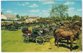 Postcard Mennonite Meeting House Horses &amp; Buggies Kitchener Waterloo Ontario - £3.09 GBP