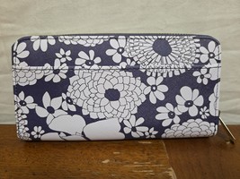 Trina Turk Blue White Floral Zip Around Wallet Faux Leather PVC NWOT  - $9.95