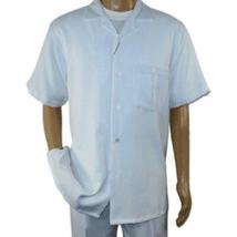 Men 2pc Walking Leisure Suit Short Sleeves By DREAMS 256 Solid White New image 4