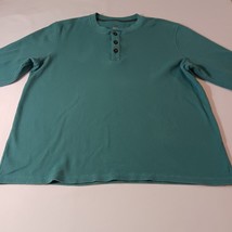 Jockey Men's Waffle Henley Green Long Sleeve Cotton T-Shirt Measured Chest 48" image 6