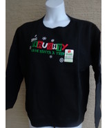 NWT Hanes Eco Smart L Christmas Glitzy Graphic Crew Neck  Sweatshirt Black - £10.11 GBP