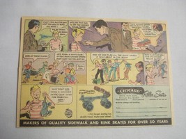 1956 Color Cartoon Ad Chicago Roller Skates Featuring the Flying Scout - £6.28 GBP