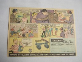 1956 Color Cartoon Ad Chicago Roller Skates Featuring the Flying Scout - £6.00 GBP