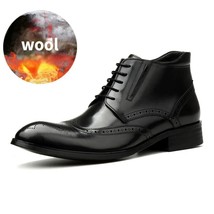 Mens Brogue Boots Luxury Brand Genuine Cow Leather Winter New Style Warm Fashion - £166.03 GBP