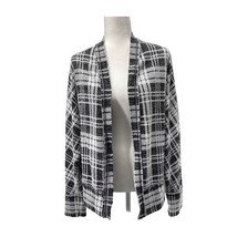 Peyton Jensen Black White Plaid Open Front Cardigan Sweater Women’s Medium - $24.99