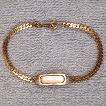 Avon ID Bracelet Herringbone Chain Engravable Gleaming Gold Tone NEW w/o Box  - £15.83 GBP