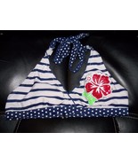 JUSTICE NAVY BLUE STRIPED W/FLOWER BIKINI TOP SIZE 16 GIRL&#39;S EUC - $297.26 MXN