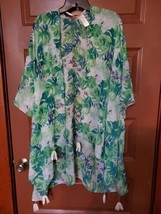 Simply Noelle Kimono Wrap All Over Tropical One Size Open Drape Layers  - $17.82