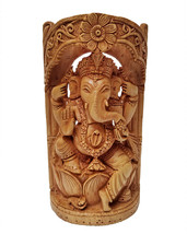 Wood Lord Ganesha statue Hand Carved Elephant God figurine for Home Temple - £78.10 GBP