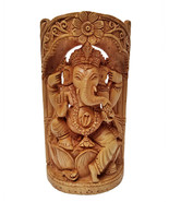 Wood Lord Ganesha statue Hand Carved Elephant God figurine for Home Temple - £79.93 GBP