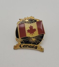 Canada Canadian Flag &amp; Fireworks Souvenir Lapel Hat Vest Pin - £15.41 GBP