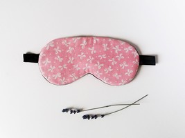 Pink eye mask - Eye sleep mask - Organic cotton eye pillow -Bows eye mas... - £8.80 GBP