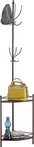 Kb Designs - Metal 12 - Hook Corner Freestanding Coat Rack With Storage, Bronze - £88.09 GBP