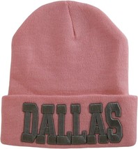 Dallas Adult Size Winter Knit Cuffed Beanie Hat (Pink/Gray) - £14.30 GBP