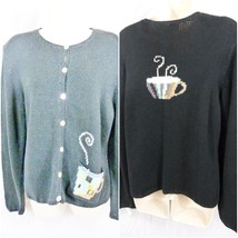 Norm Thompson Linen Sweater Small Cardigan Coffee - £13.30 GBP