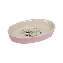 Nobby 73636Ceramic Cat Bowl Oval 17x 11x 2.5cm, Pink/Beige  - $23.00