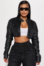  Biker Club Faux Leather Jacket - Black - $15.00