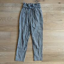 Urban Outfitters Gianna Striped High-rise Paperbag Linen Trousers Pants ... - $34.99