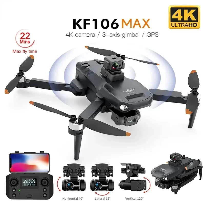 KF106 MAX With Obstacle Avoidance 3-Axis Gimbal EIS Professional 4K Camera GPS - £178.59 GBP+