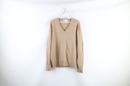 Vintage 90s Streetwear Mens Medium Distressed Blank Cashmere Knit Sweater Beige - $59.35