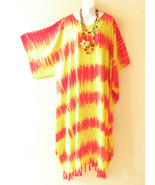 Tie Dye Stripes Plus Size Kaftan Caftan Kimono Beachwear Maxi Dress - S,... - $35.00