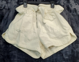 MNG Shorts Womens Size Medium Cream Light Wash Belted Elastic Waist Fron... - £10.50 GBP