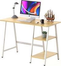 SHW Trestle Home Office Computer Desk, Oak - £76.70 GBP