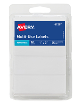 Avery Removable Writable Rectangular Labels, 1 x 3 Inch, White (6728) 72 Count - $4.95